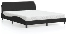 Κρεβάτι με Στρώμα Μαύρο 160x200 εκ. Βελούδινο - Μαύρο