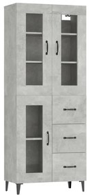 vidaXL Ντουλάπι Γκρι Σκυροδέματος 69,5x34x180 εκ. Επεξεργασμένο Ξύλο