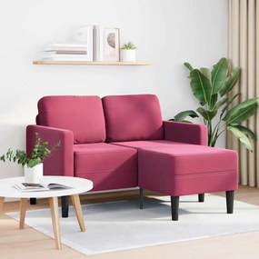 vidaXL 2θέσιος καναπές με καναπέ σε σχήμα L Μπορντό 125 εκ. Βελούδινος