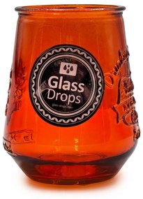 Ποτήρι Glass Drops Αuthentic Est. 1896 (2396DB08) Από ανακυκλωμένο γυαλί, Χωρητικότητας 400ml, Διαστάσεων Ø 9 x Υ 11 cm, Orange