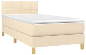 vidaXL Κρεβάτι Boxspring με Στρώμα &amp; LED Κρεμ 80x200 εκ. Υφασμάτινο