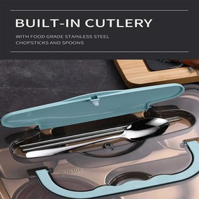 Φαγητοδοχείο inox με 4 χωρίσματα μπλε 1500ml