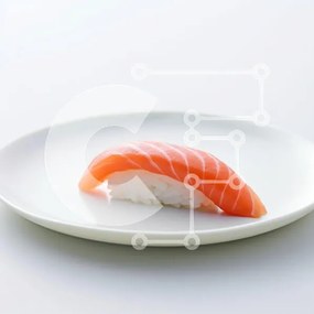 Σετ των 2 Intra Συλλεκτικό Ξύλινο Παζλ Plywood 4mm - Σολομός Nigiri σε λευκό πιάτο Σε Ξύλινο Κουτί - Διαστάσεις: 10x10 cm – 25 κομμάτια