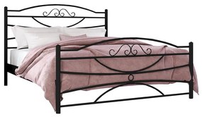 Metal Bed Ramon Μαύρο, 140x190 εκ., Με σχέδιο στο ποδαρικό