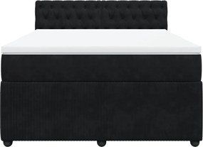 vidaXL Κρεβάτι Boxspring με Στρώμα Μαύρο 140x200 εκ. Βελούδινο