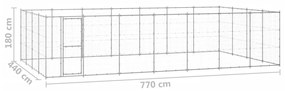 vidaXL Κλουβί Σκύλου Εξωτερικού Χώρου 33,88 μ² από Γαλβανισμένο Χάλυβα