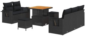Σετ Καναπέ Κήπου με μαξιλάρι 10 pcs Μαύρο συνθετικό ρατάν