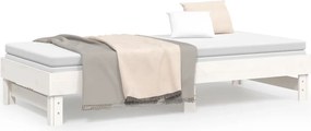 vidaXL Καναπές Κρεβάτι Συρόμενος Λευκός 2x(100x200) εκ. Μασίφ Πεύκο