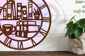 Σετ των 3 Intra απο ξύλο plywood 3mm-4mm πάχος κοπής με λέιζερ ρολόι τοίχου Book Lovers Δίασταση 8x8 cm INTRAFABR-124358434