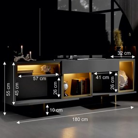 Έπιπλο Τηλεόρασης Ανθρακί / Χρυσό IDEDROS 180x32x55