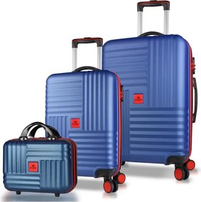 Stewehome Σετ 3 τεμαχίων βαλίτσες μεσαίου μεγέθους καμπίνας και τσαντάκι μακιγιάζ από ABS