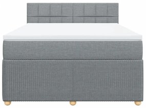 Κρεβάτι Boxspring με Στρώμα Ανοιχτό Γκρι 140x200 εκ. Υφασμάτινο - Γκρι