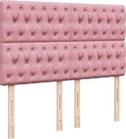 vidaXL Κρεβάτι Boxspring με Στρώμα Ροζ 140x200 εκ. Βελούδινο