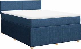 vidaXL Κρεβάτι Boxspring με Στρώμα Μπλε 160x200 εκ. Υφασμάτινο