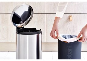 Κάδος με πεντάλ Brabantia NewIcon 649031, 12 l, Ομαλό κλείσιμο, Αντιολισθητική βάση, Ανθεκτικό στα δακτυλικά αποτυπώματα, Inox/Matte