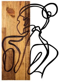 Διακοσμητικό τοίχου Womanel pakoworld ξύλο πεύκου σε φυσική απόχρωση με μαύρο μέταλλο 35x3x50εκ