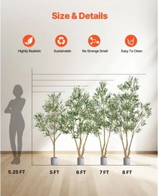 VEVOR 150cm Artificial Olive Tree Tall Fake Plant with Pot for Home Office