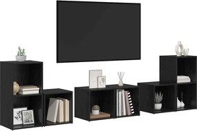 vidaXL Σετ επίπλου τηλεόρασης 6 pcs Μαύρη Οξυά Επεξεργασμένο ξύλο