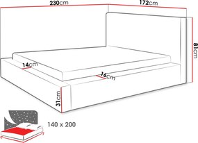 Επενδυμένο Κρεβάτι Glexi-Μόκα-140 x 200
