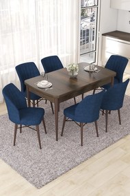 Extendable Dining Table &amp; Chairs Set (7 Pieces) Nef - Baroque, Navy Blue Baroque
Navy Blue