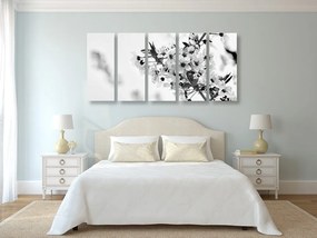 5 μέρη εικόνα λουλούδια κεράσια σε μαύρο & άσπρο - 100x50