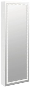 vidaXL Έπιπλο Κοσμημάτων με Καθρέφτη/LED Φώτα Επιτοίχιο Λευκό