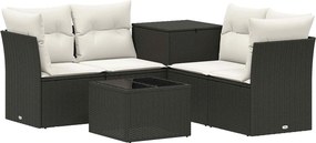 vidaXL Σετ Καναπέ 6 τμχ. Μαύρο και Κρεμ Λευκό 55 x 55 x 37 cm