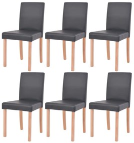 Τραπεζαρία &amp; Καρέκλες 7 τεμ. Μαύρα Συνθετικό Δέρμα / Ξύλο Δρυός - Καφέ