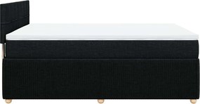 vidaXL Κρεβάτι Boxspring με Στρώμα Μαύρο 140x200 εκ. Υφασμάτινο