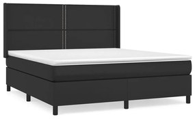 vidaXL Κρεβάτι Boxspring με Στρώμα Μαύρο 180x200εκ.από Συνθετικό Δέρμα