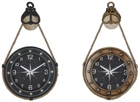 Ρολόι Τοίχου DKD Home Decor 43 x 8 x 71 cm Κρυστάλλινο Μαύρο Χρυσό Σίδερο (x2)