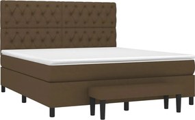 vidaXL Κρεβάτι Boxspring με Στρώμα Σκούρο Καφέ 160x200 εκ Υφασμάτινο