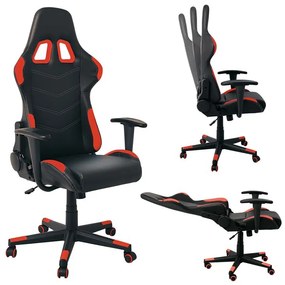 BF9150 Gaming Πολυθρόνα Γραφείου, Ανάκλιση Πλάτης έως 90°, Pu Μαύρο - Κόκκινο 67x69x124/134cm ΕΟ541,1