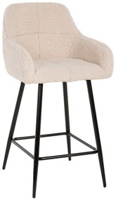 Σκαμπό Μπαρ Strike HM8592.02 Μεσαίου Ύψους 50x50x94,5cm Με Ύφασμα Teddy White Metal, Fabric