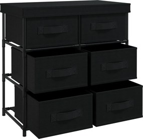 vidaXL Ντουλάπι με 6 Συρτάρια Μαύρο 55x29x55 εκ. Ατσάλι