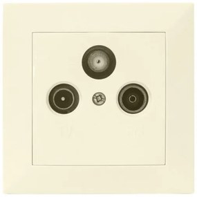 Πρίζα 3 Εξόδων ΤV SA FM Ενδιάμεση Πλήρης Lumen-15-0162-Μπεζ 15-0162