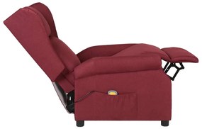 vidaXL Πολυθρόνα Μασάζ Μπορντό Υφασμάτινη