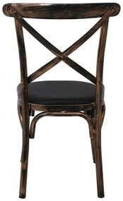 Καρέκλα MARLIN Μεταλική Black Gold/Μαύρο PU 52x46x91cm (Σετ 4 ΤΕΜ)