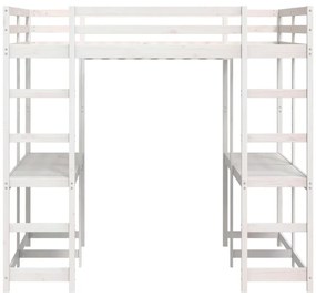 vidaXL Κρεβάτι Υπερυψωμένο Γραφείο/Σκάλα 160x200 εκ. Μασίφ Ξύλο Πεύκου