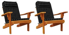 Μαξιλάρια Καρέκλας Adirondack 2 τεμ. Μαύρο Καρό Ύφασμα Oxford - Μαύρο