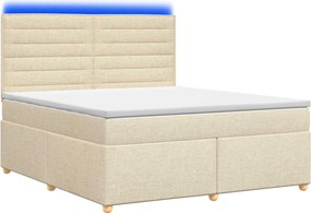 vidaXL Κρεβάτι box spring με στρώμα Κρεμ 140 x 200 cm Ύφασμα