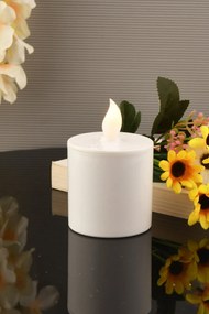 Stewehome μπατόν λευκός κύλινδρος κερί με LED και μπαταρία Λευκό 6x6 cm