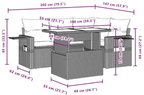 ΣΕΤ ΚΑΝΑΠΕ ΚΗΠΟΥ 5 ΤΕΜΑΧΙΩΝ ΜΑΥΡΟ ΣΥΝΘΕΤΙΚΟ ΡΑΤΑΝ ΜΕ ΜΑΞΙΛΑΡΙΑ 3267875