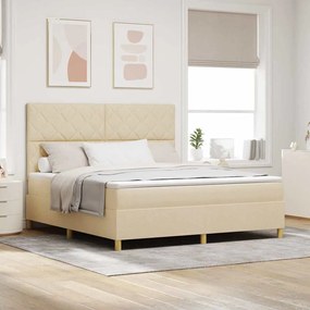 vidaXL Κρεβάτι με ελατήρια με στρώμα Κρεμ 180 x 200 cm ύφασμα