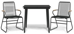 vidaXL Σετ Τραπεζαρίας Κήπου 3 Τεμαχίων Μαύρο από Ρατάν PVC