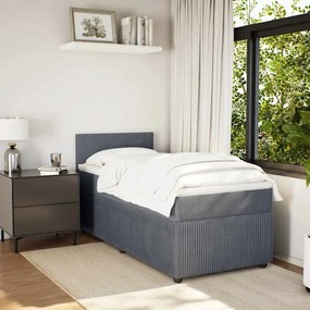vidaXL Κρεβάτι Boxspring με Στρώμα Σκούρο Γκρι 100x200 εκ. Βελούδινο