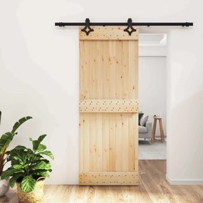 vidaXL Συρόμενη Πόρτα Φυσικό και Μαύρο 80 x 210 cm
