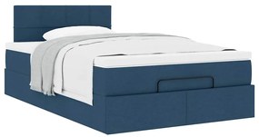 vidaXL Οθωμανικό κρεβάτι με στρώμα μπλε 120x200cm ύφασμα