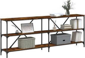 vidaXL Τραπέζι Κονσόλα Καπνιστή Δρυς 200x30x75 εκ. Επεξ. Ξύλο/Σίδηρος