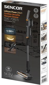 Επαναφορτιζόμενη Ηλεκτρική Σκούπα Stick 150W 2 σε 1 Sencor SVC 7315TI Μαύρη